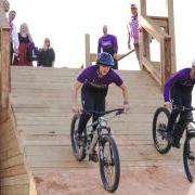 Cycling team members using UM's mountain biking course.